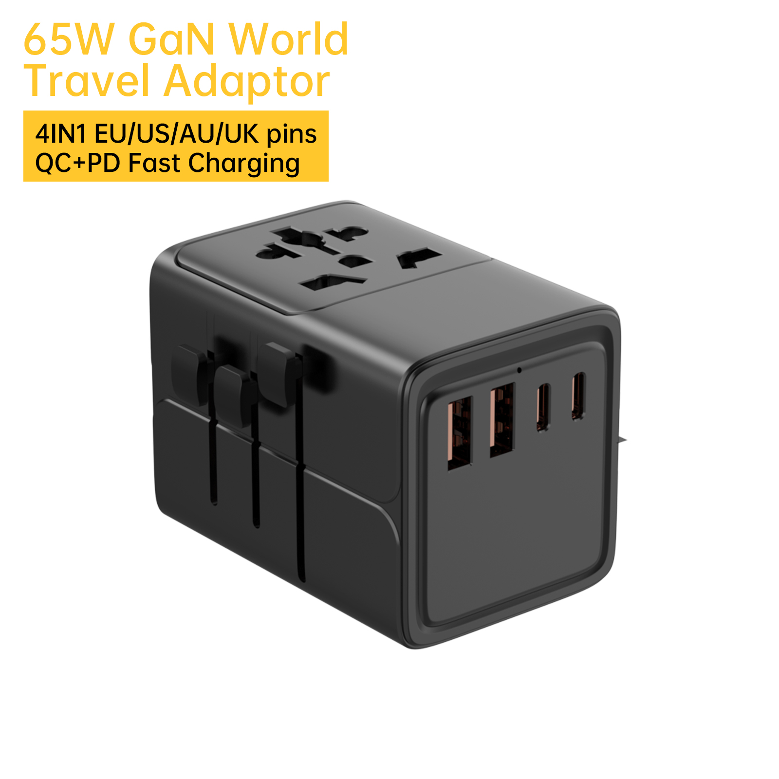 ASPOR GaN World Travel Adapter【4-in-1 Multi-country Travel Charger】A886