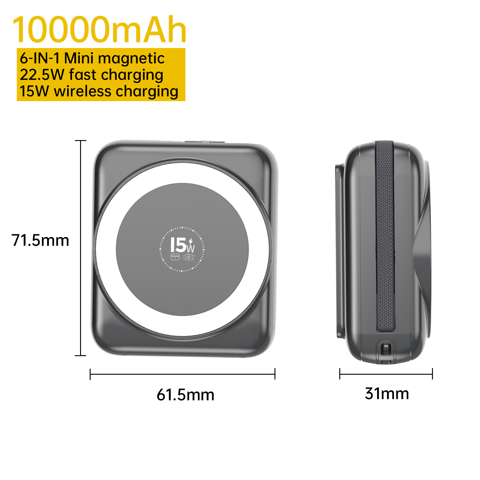 ASPOR Portable Magnetic Charger【Strong Magnet丨Built-in Stand for Hands-free Use】A367