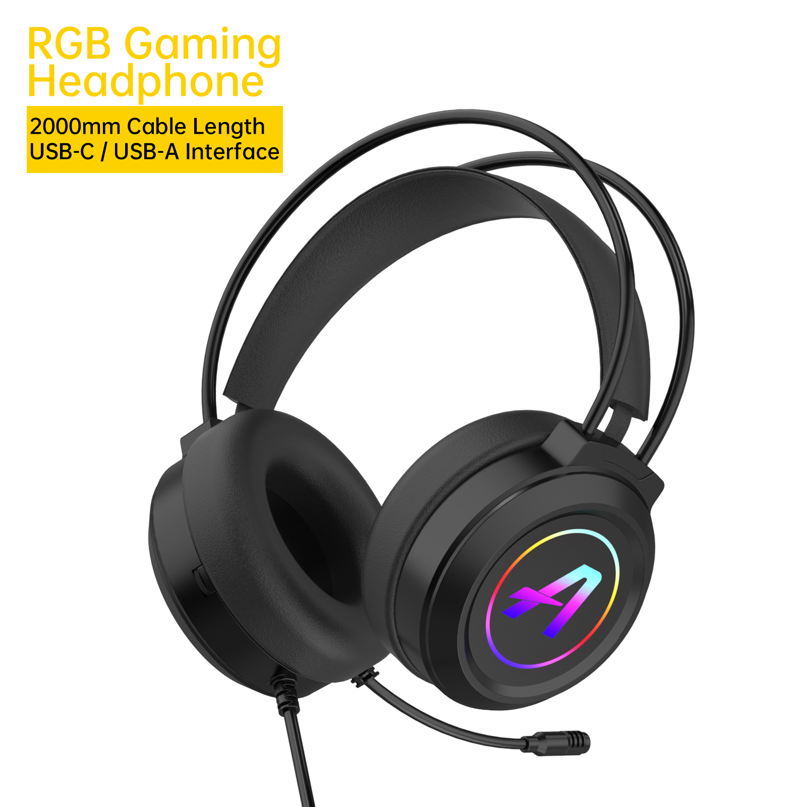 RGB Gaming Headphone 2000mm Cable Length USB-C / USB-A Interface A259