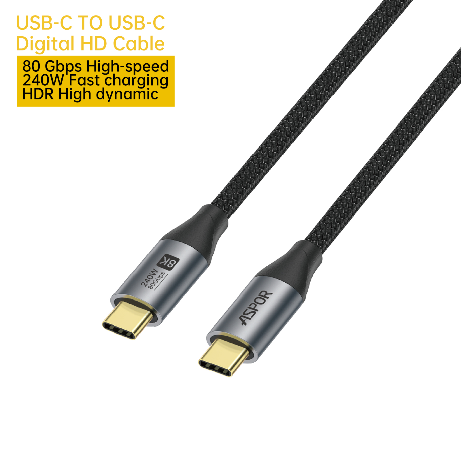 ASPORUSB-C TO USB-C DIGITAL HD CABLE A273