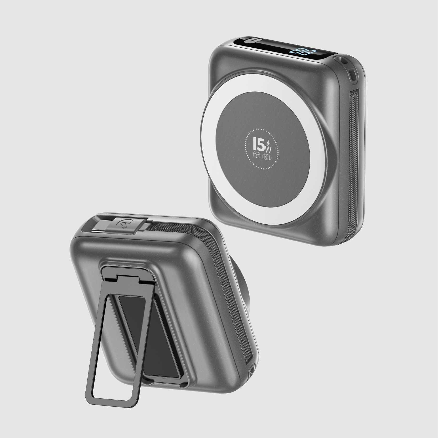 ASPOR Portable Magnetic Charger【Strong Magnet丨Built-in Stand for Hands-free Use】A367