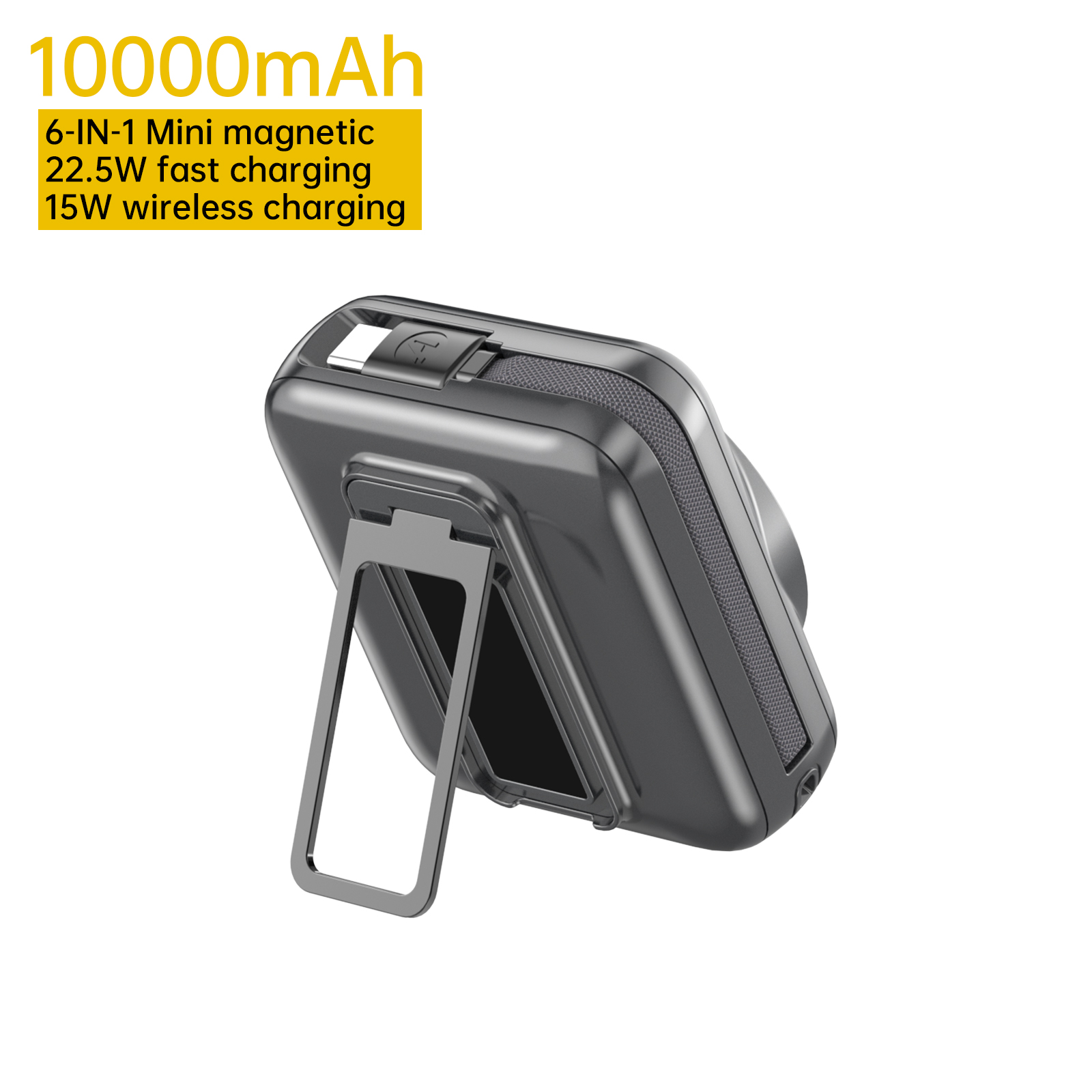ASPOR Portable Magnetic Charger【Strong Magnet丨Built-in Stand for Hands-free Use】A367
