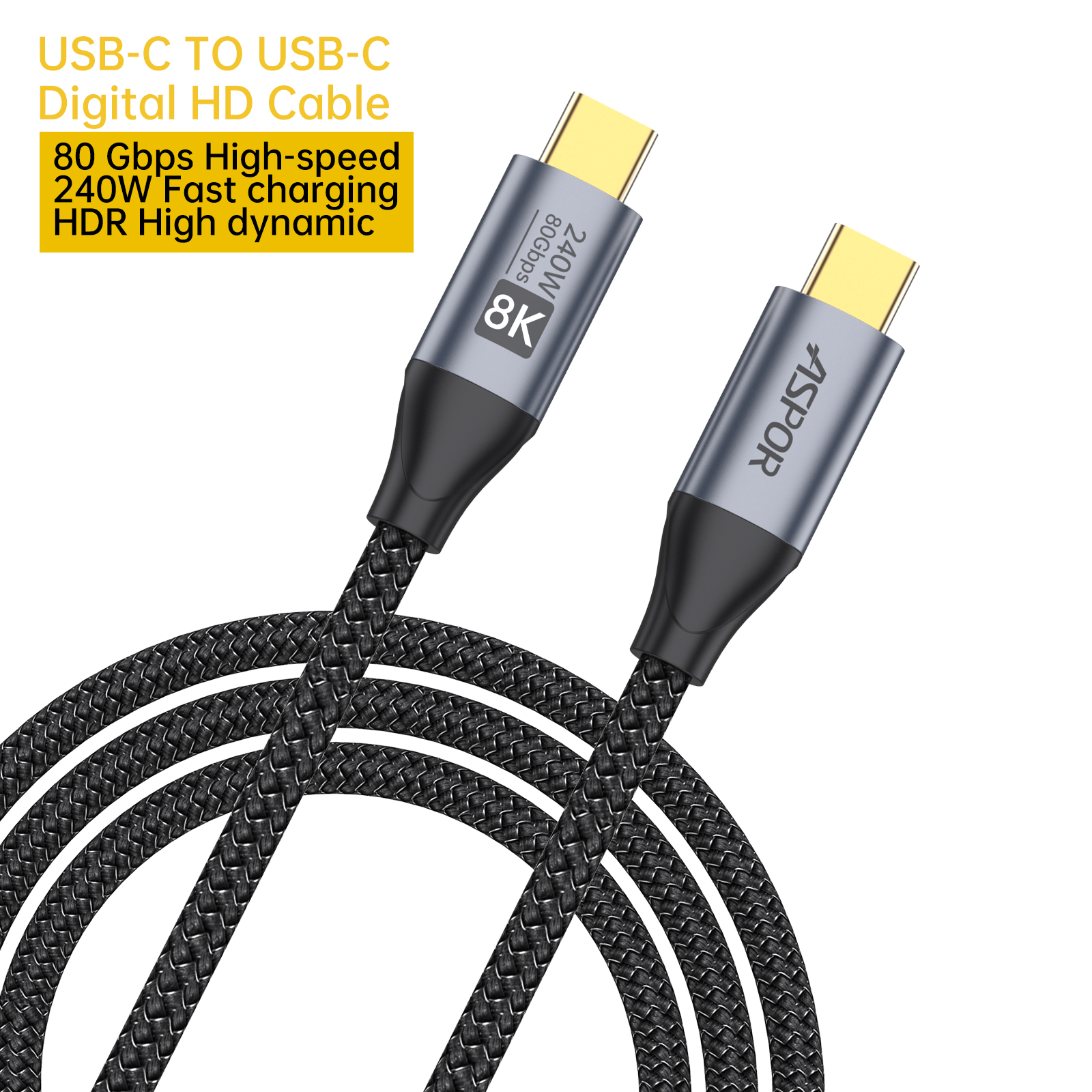 ASPORUSB-C TO USB-C DIGITAL HD CABLE A273